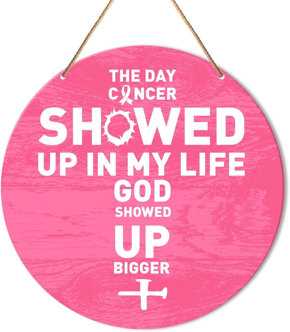 Breast Cancer Awareness Wall Decor, Round Wooden Breast Cancer ...