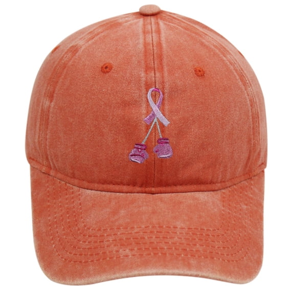 Cancer Awareness Washed Baseball Cap Pink Ribbon Graphic Sunshade Cap ...