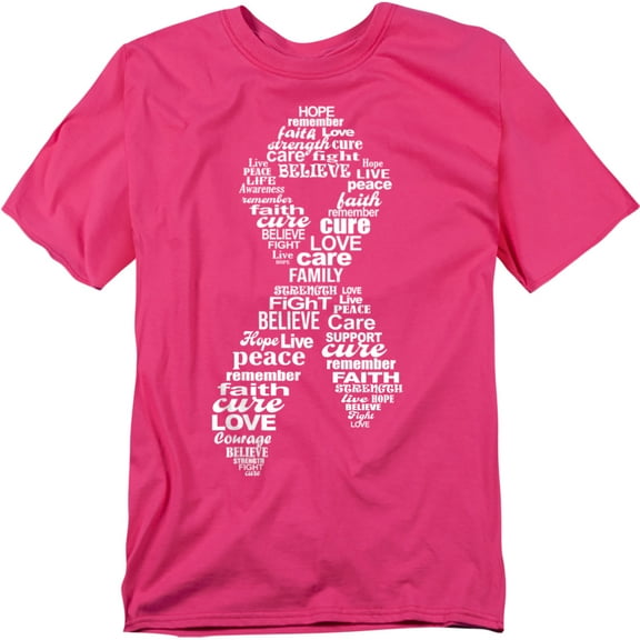 Breast Cancer Awareness Word Ribbon Unisex Graphic Tee For Men & Women