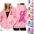 thumbnail image 1 of Breast Cancer Awareness Zip Up Hoodie Women Long Sleeve Jackets for Women Pink Ribbon Hooded Sweatshirts, 1 of 5