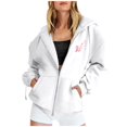 thumbnail image 1 of Breast Cancer Awareness Zip Up Hoodie Women Oversized Graphic Hooded Jackets Casual Fall Preppy Long Sleeve Sweatshirts, 1 of 7