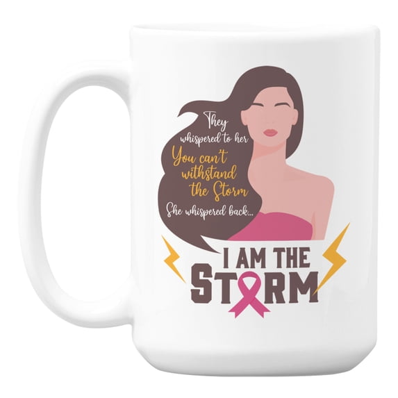 Breast Cancer Awareness feat. Pink Ribbon White Ceramic Coffee & Tea Mug (15oz)