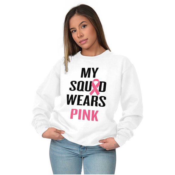 Breast Cancer BCA My Squad Wears Pink Women Plus Size Crewneck Sweatshirt Brisco Brands 2X