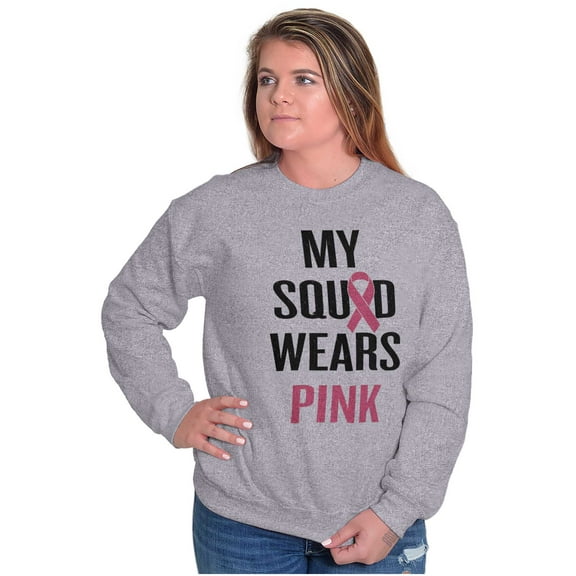 Breast Cancer BCA My Squad Wears Pink Women Plus Size Crewneck Sweatshirt Brisco Brands 4X