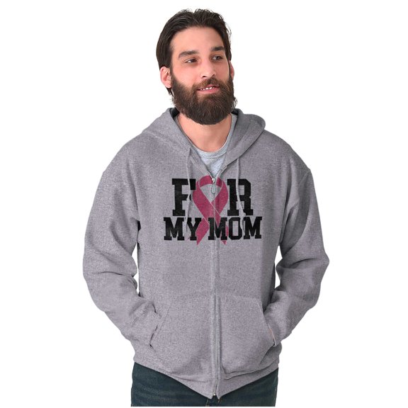 Breast Cancer BCA Pink Ribbon for Mom Unisex Fleece Graphic Zip Up Hoodie Brisco Brands 5X