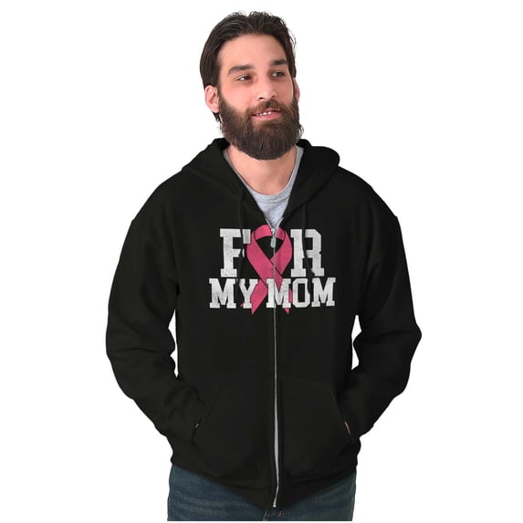 Breast Cancer BCA Pink Ribbon for Mom Zip Up Hoodie Men's Women's Brisco Brands M