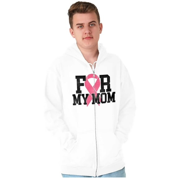 Breast Cancer BCA Pink Ribbon for Mom Zip Up Hoodie Men's Women's Brisco Brands X