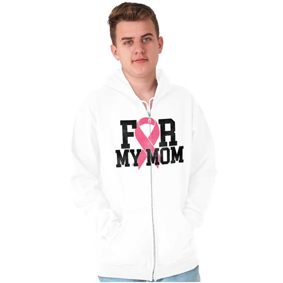 Breast Cancer BCA Pink Ribbon for Mom Zip Up Hoodie Men's Women's Brisco Brands X