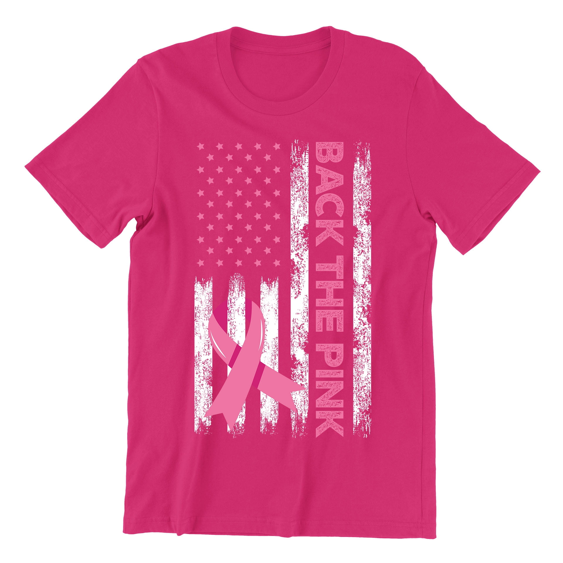 Breast Cancer Back The Pink American Flag US Unisex Men's T-shirt, L ...