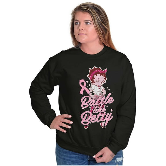 Breast Cancer Battle Like Betty Boop Women Crewneck Sweatshirt Brisco Brands X