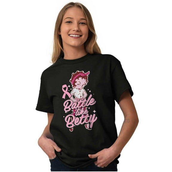 Breast Cancer Battle Like Betty Boop Women's Graphic T Shirt Tees Brisco Brands M