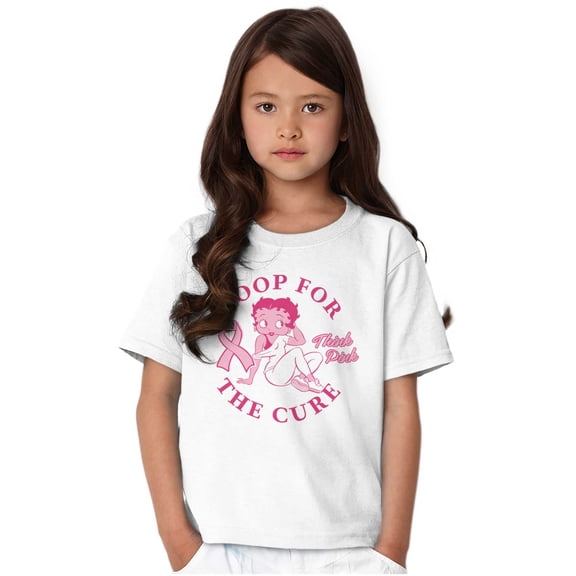 Breast Cancer Betty Boop For The Cure Girls Kids T Shirt Tees Teen Brisco Brands L