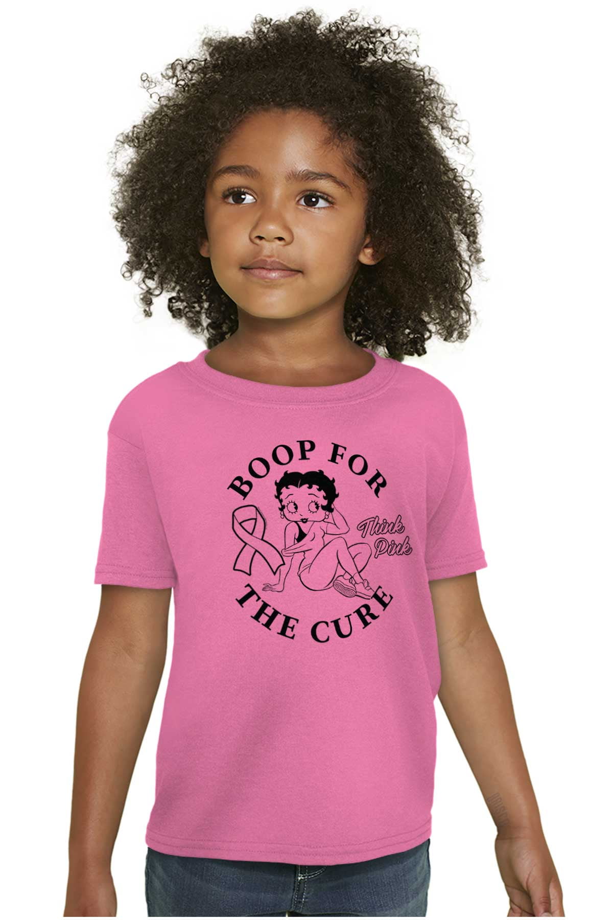 Breast Cancer Betty Boop For The Cure Girls Kids T Shirt Tees Teen