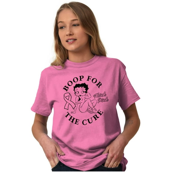 Breast Cancer Betty Boop For The Cure Women Plus Size Graphic Tee Tees Brisco Brands 3X