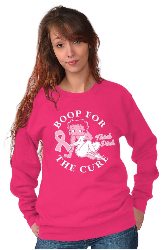 Breast Cancer Betty Boop For The Cure Women Plus Size Sweatshirt Brisco Brands 2X