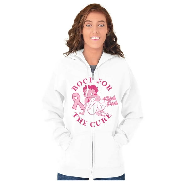 Breast Cancer Betty Boop For The Cure Women Plus Size Zipper Hoodie Brisco Brands 2X
