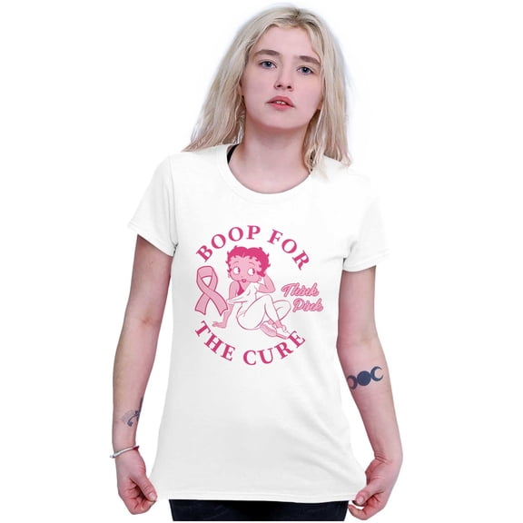 Breast Cancer Betty Boop For The Cure Women's T Shirt Ladies Tee Brisco Brands L