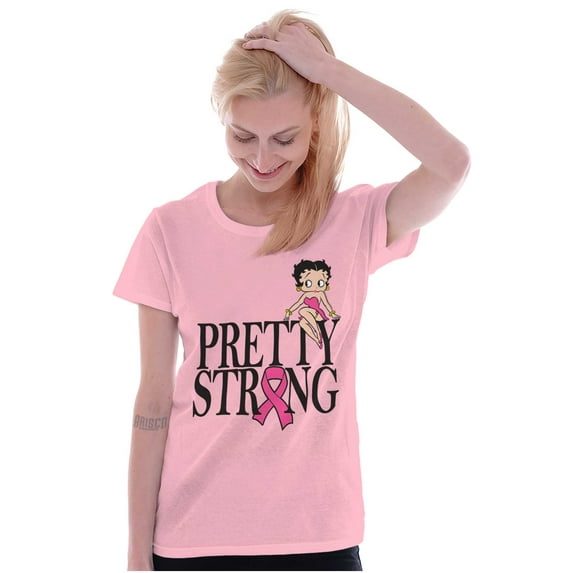 Breast Cancer Betty Pretty Strong Women's T Shirt Ladies Tee Brisco Brands S
