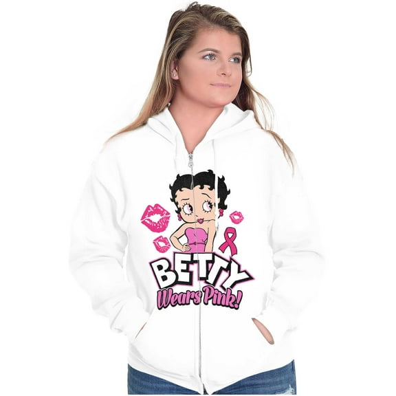 Breast Cancer Betty Wears Pink Ribbon Women Plus Size Zipper Hoodie Brisco Brands 2X