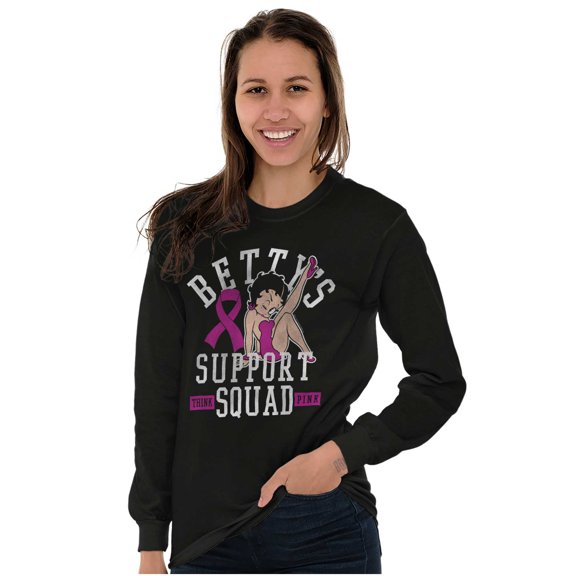 Breast Cancer Betty's Support Squad Women's Long Sleeve T Shirt Brisco Brands M