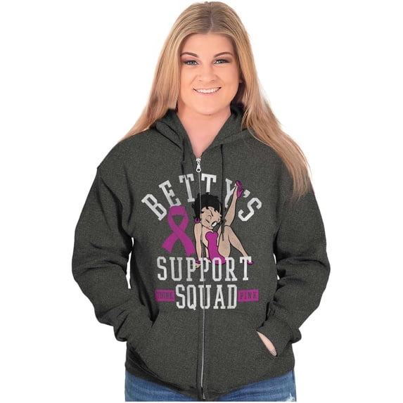 Breast Cancer Betty's Support Squad Zip Hoodie Sweatshirt Women Brisco Brands 5X