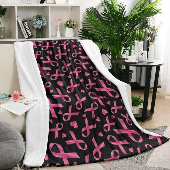 Breast Cancer Blanket,Comfortable Soft Lamb Wool Throw Blanket,All Season,Warm Lightweight Blankets for Sofa Bed Couch Living Room Chair,50"x60"