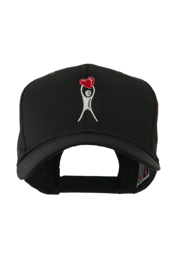 Breast Cancer Body Figure Heart Embroidery Cap - Black OSFM