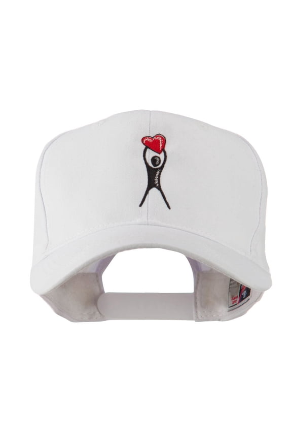 Breast Cancer Body Figure Heart Embroidery Cap - White OSFM