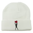 thumbnail image 1 of Breast Cancer Body Heart Embroidered Long Beanie - White OSFM, 1 of 5