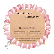 Breast Cancer Bracelet - Natural Stone Beads with Ribbon Charm Inspirational Gifts for Women