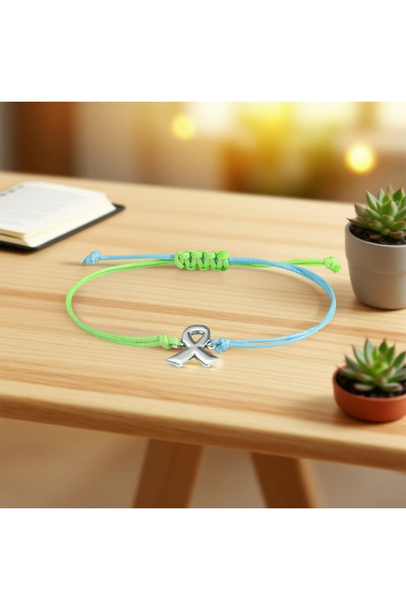 Breast Cancer Bracelets Pink Ribbon Day, 2 Pack Woven Wristbands Bracelet with a Ribbon Ornament Ideal for Breast Cancer Walks & Awareness Events