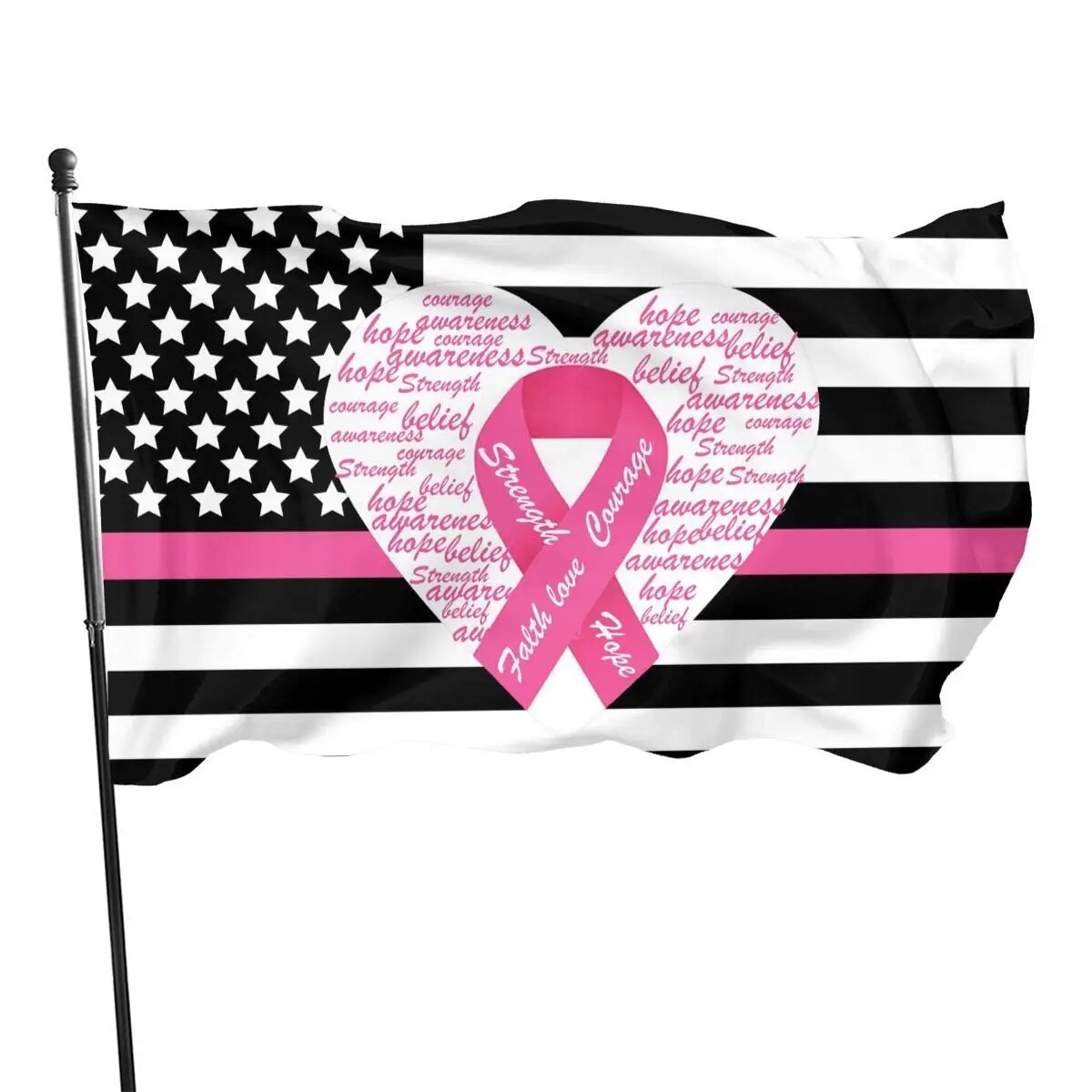 Breast Cancer Butterfly Flag Brass Buttonhole Outdoor Indoor Sports