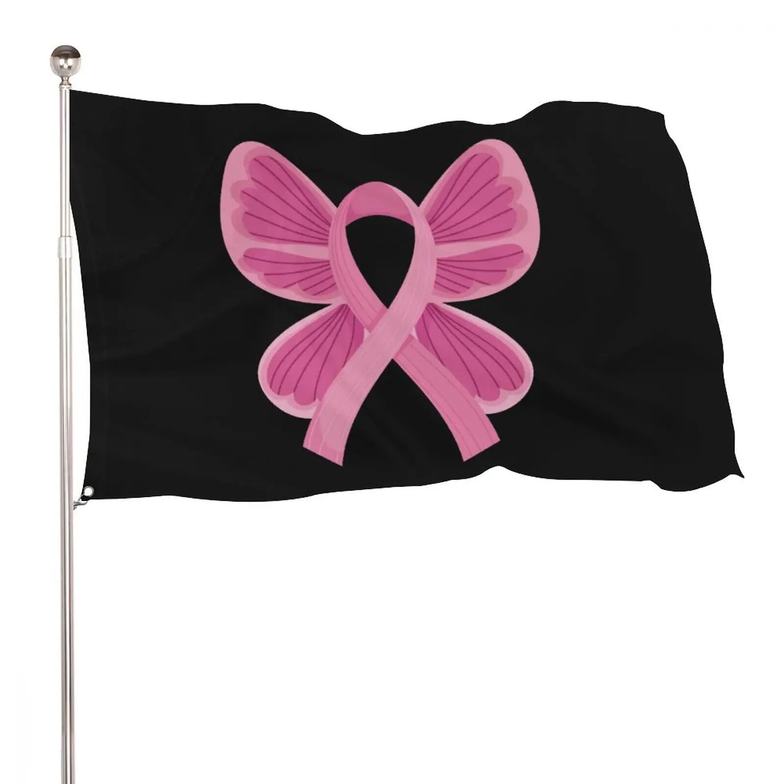 Breast Cancer Butterfly Flag Brass Buttonhole Outdoor Indoor Sports