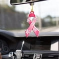 thumbnail image 1 of Breast_Cancer Car Hanging Ornament, 2D Flat Acrylic Pink Ribbon Auto Rear View Mirror Charm, Christmas Tree Decoration Pendant, Encouragement Present for Mom Wife (D), 1 of 7