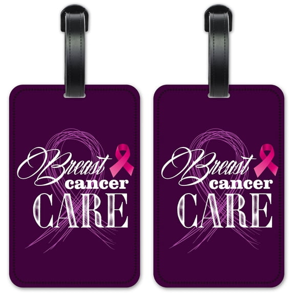 Breast Cancer "Care" - Luggage ID Tags / Suitcase Identification Cards - Set of 2