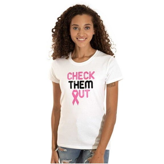 Breast Cancer Check Them Out BCA Womens Slim Fit Graphic Tee Brisco Brands S