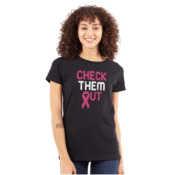 Breast Cancer Check Them Out BCA Womens Slim Fit Graphic Tee Brisco Brands S