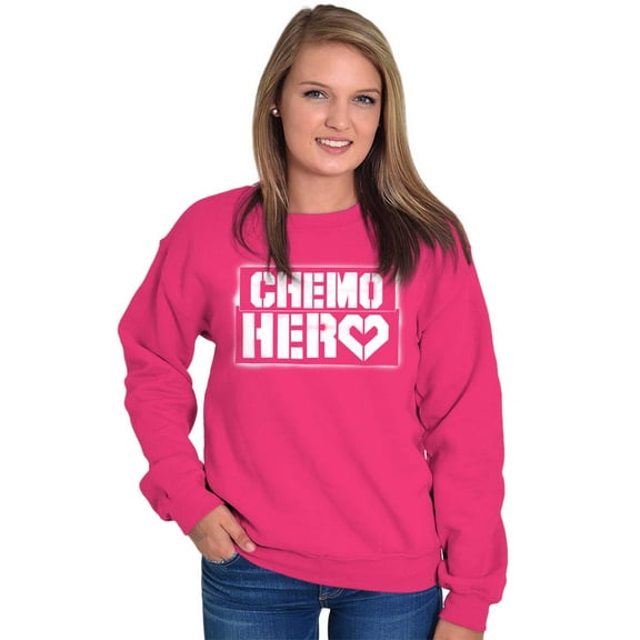 Breast Cancer Chemo Hero BCA Heart Women Crewneck Sweatshirt Brisco Brands M
