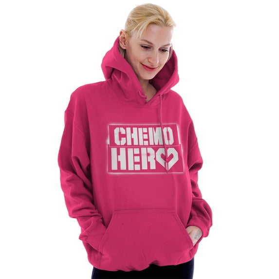 Breast Cancer Chemo Hero BCA Heart Women Plus Size Graphic Pullover Hoodie Brisco Brands 4X