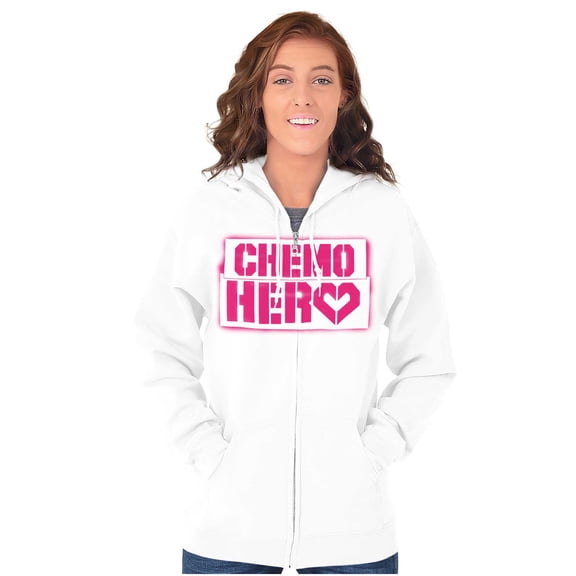 Breast Cancer Chemo Hero BCA Heart Womens Plus Size Graphic Zipper Hoodie Brisco Brands 2X