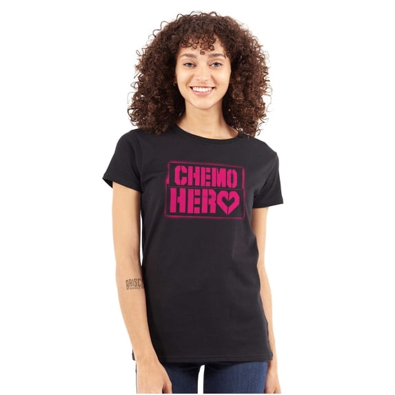 Breast Cancer Chemo Hero BCA Heart Womens Slim Fit Graphic Tee Brisco Brands X