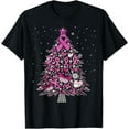 thumbnail image 1 of Breast Cancer Christmas Tree Snowflakes Ornament Decoration T-Shirt, 1 of 6