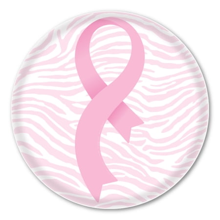 Breast Cancer Curvy Ribbon Circle Button with Magnetic Back