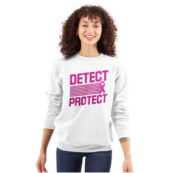 Breast Cancer Detect & Protect Women Crewneck Sweatshirt Brisco Brands S