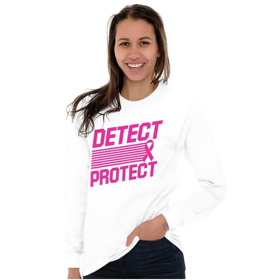 Breast Cancer Detect & Protect Women's Long Sleeve T Shirt Brisco Brands S
