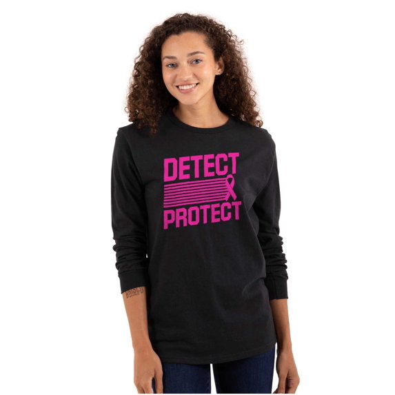 Breast Cancer Detect & Protect Women's Long Sleeve T Shirt Brisco Brands X
