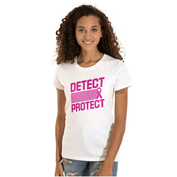 Breast Cancer Detect and Protect Womens Slim Fit Graphic Tee Brisco Brands S