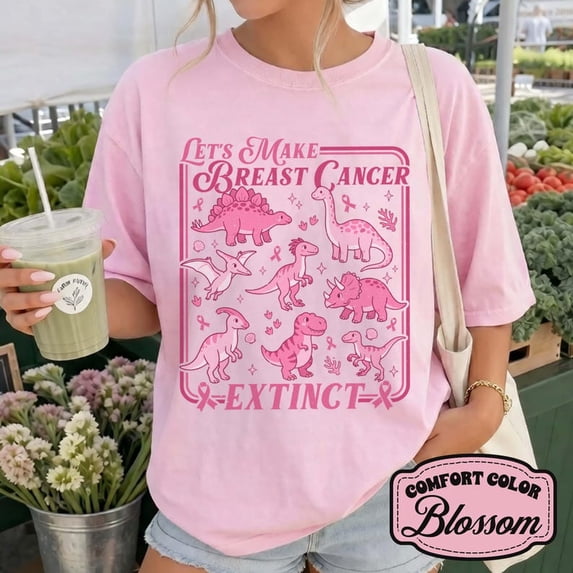Pink Ribbonns Breast Cancer Dinosaur Shirt, Pink Ribbon Awareness Tee, Let's Make ...
