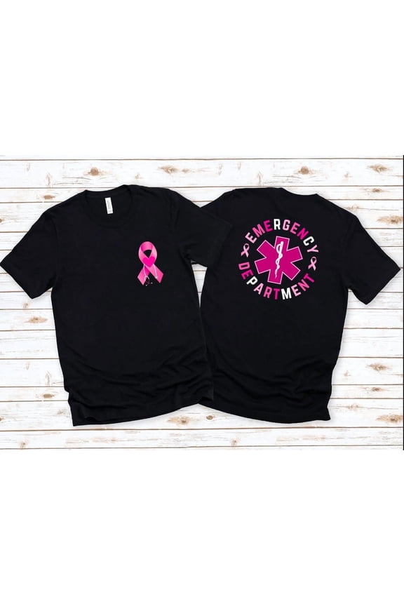 Breast Cancer Emergency Department Rn Registered Nursing Nurse Ert Er Tech Technician Healthcare Stethoscope Pink T-Shirt