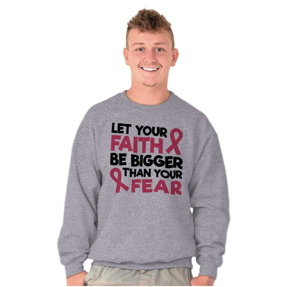 Breast Cancer Faith Bigger Than Fear Women Crewneck Sweatshirt Brisco Brands S